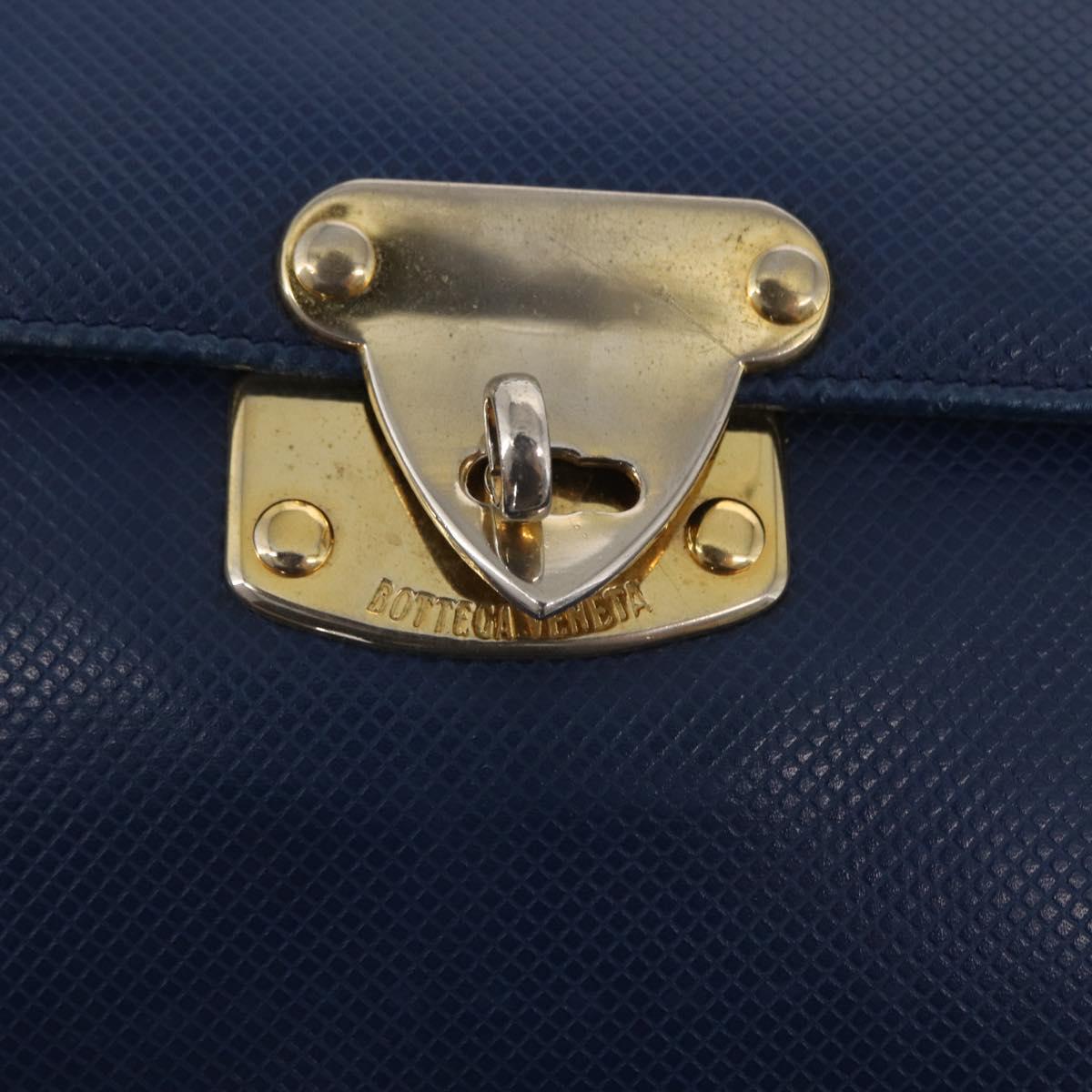 BOTTEGA VENETA Hand Bag Leather Blue Gold Auth ep12774
