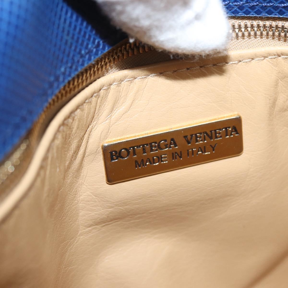 BOTTEGA VENETA Hand Bag Leather Blue Gold Auth ep12774