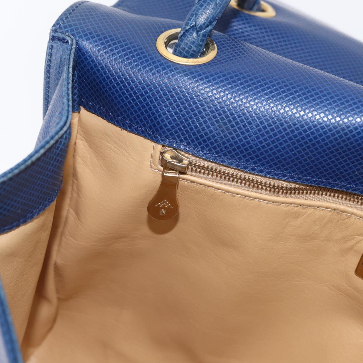 BOTTEGA VENETA Hand Bag Leather Blue Gold Auth ep12774