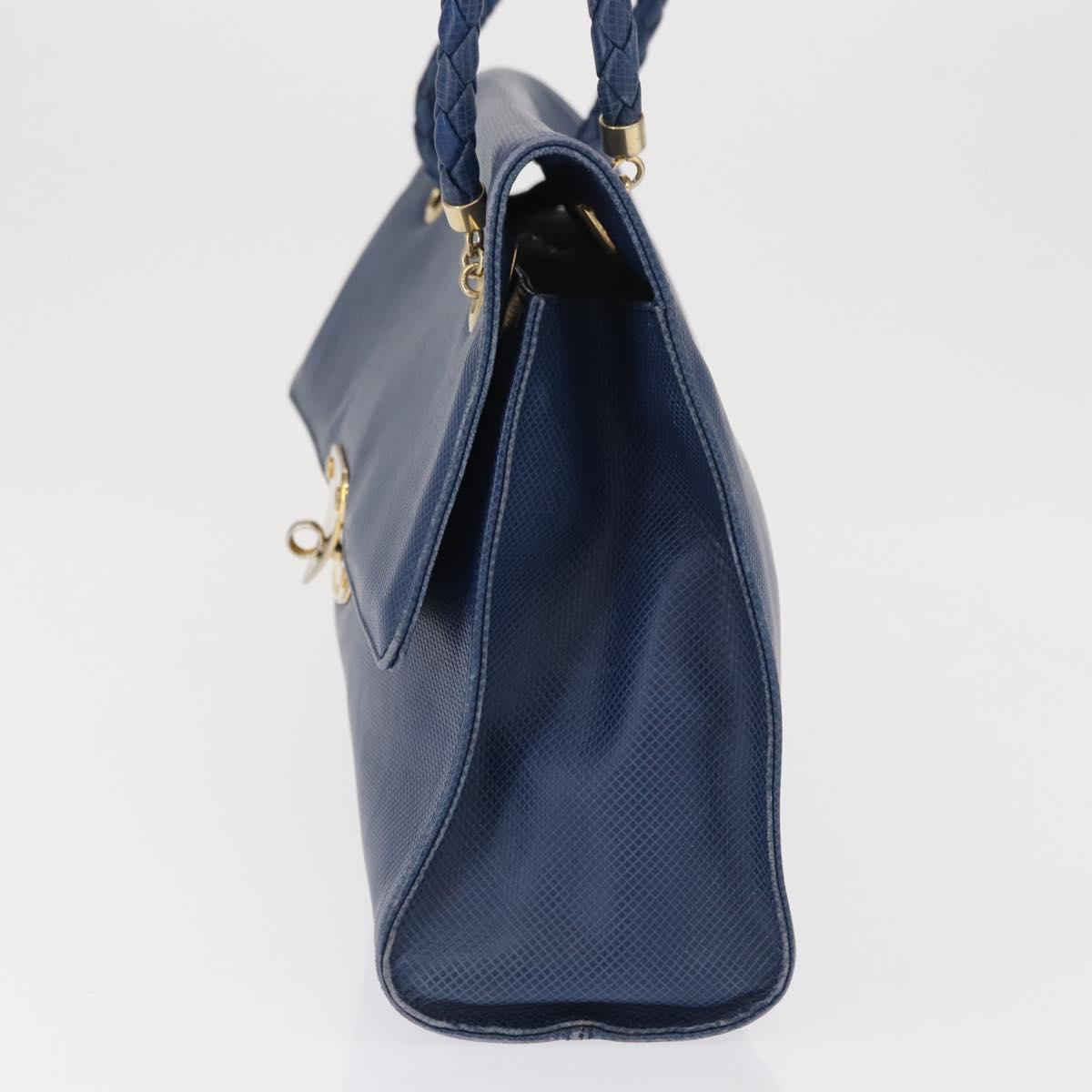BOTTEGA VENETA Hand Bag Leather Blue Gold Auth ep12774