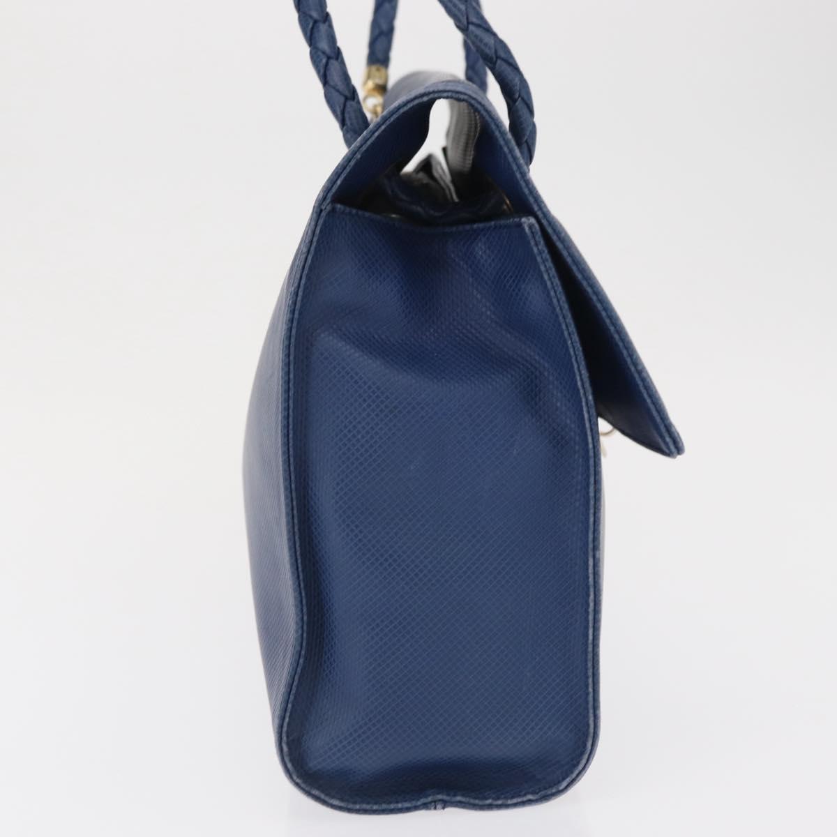 BOTTEGA VENETA Hand Bag Leather Blue Gold Auth ep12774