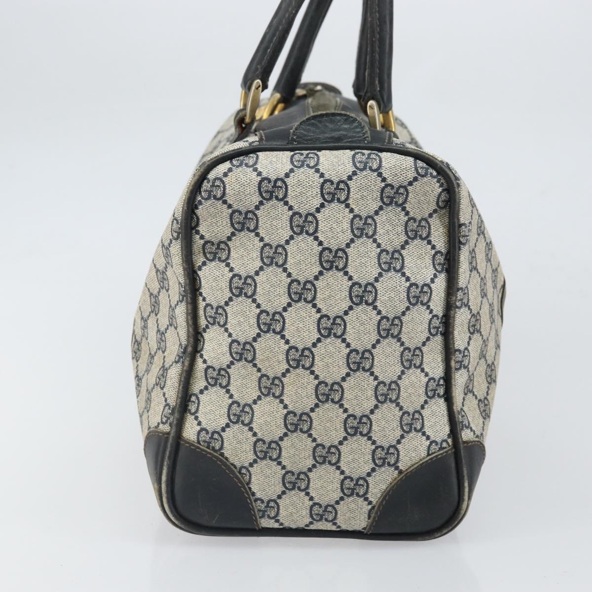 GUCCI GG Supreme Sherry Line Hand Bag PVC Navy Gold Auth ep12779