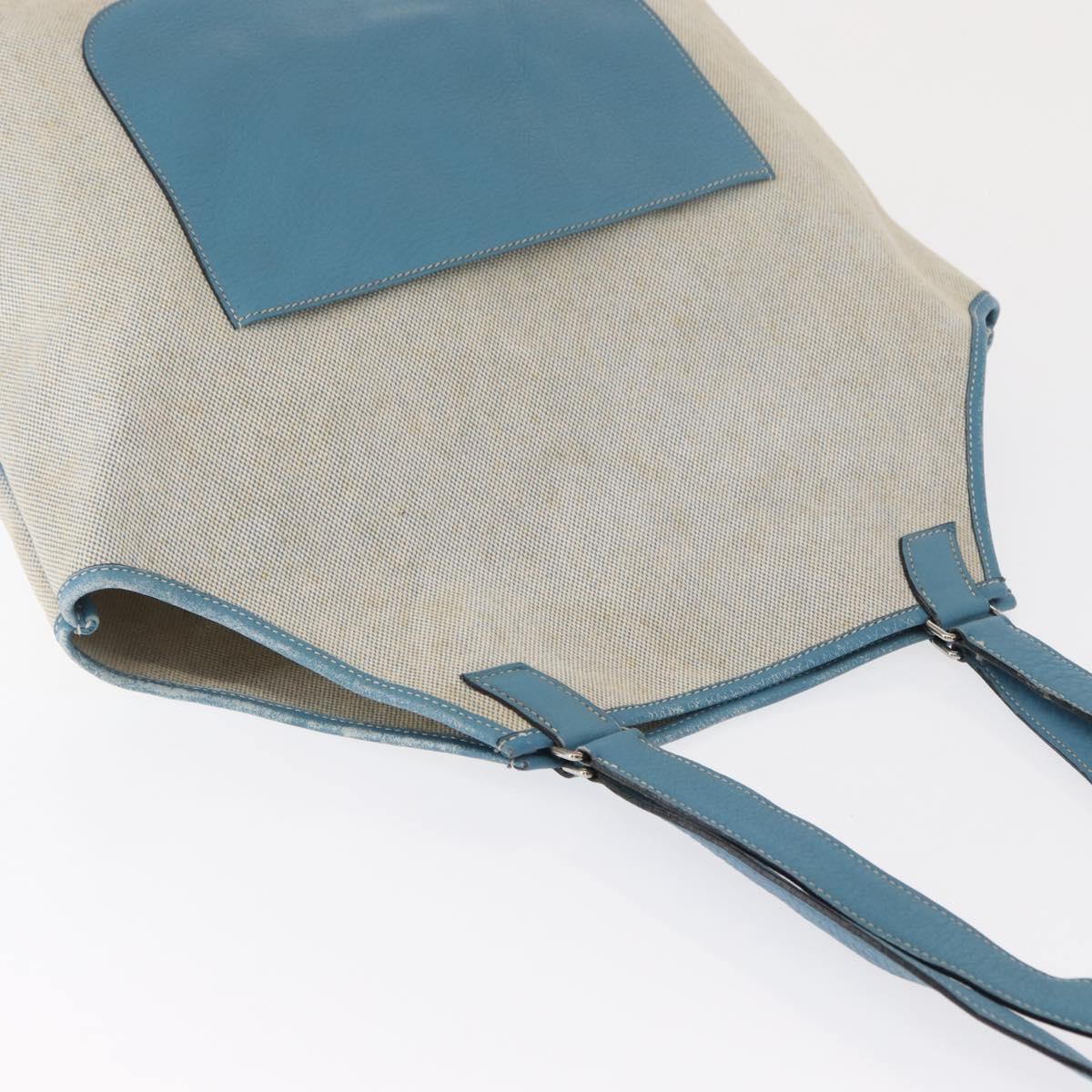 HERMES Tote Bag Canvas Gray Silver Auth ep12780