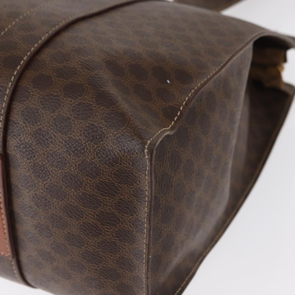 CELINE Macadam Canvas Tote Bag PVC Leather Brown Gold Auth ep12781