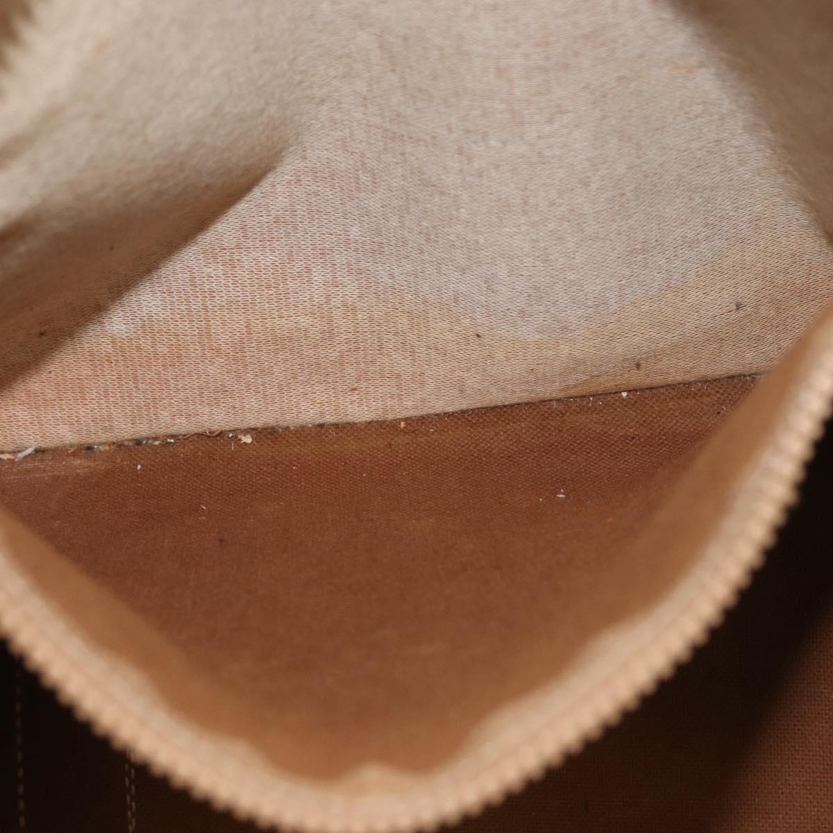 CELINE Macadam Canvas Tote Bag PVC Leather Brown Gold Auth ep12781