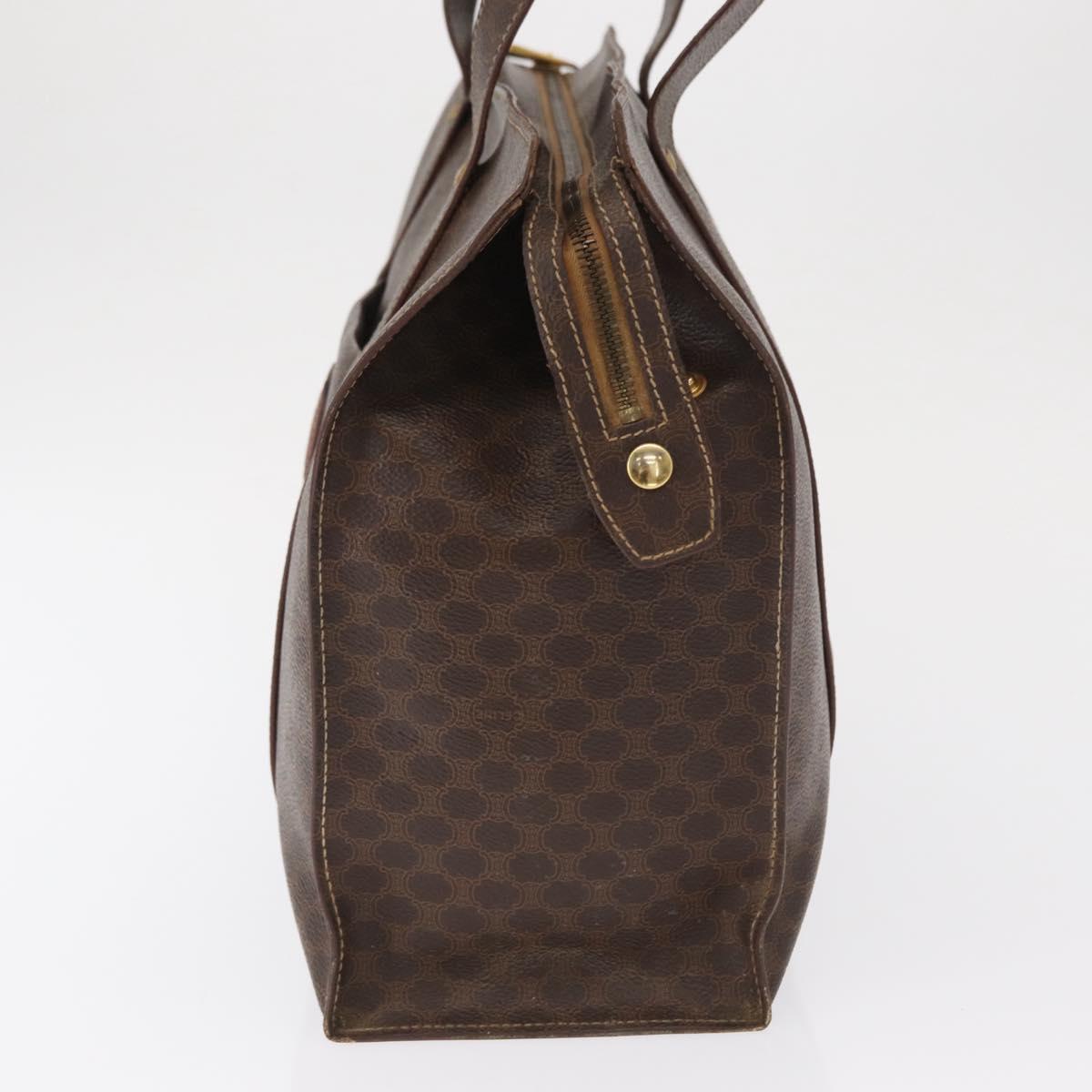 CELINE Macadam Canvas Tote Bag PVC Leather Brown Gold Auth ep12781