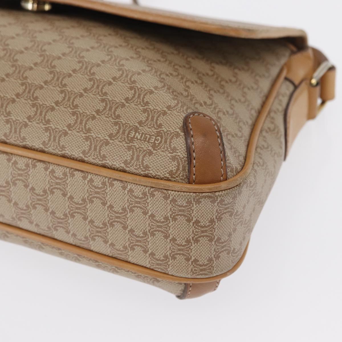 CELINE Macadam Canvas Shoulder Bag PVC Beige Gold Auth ep12785