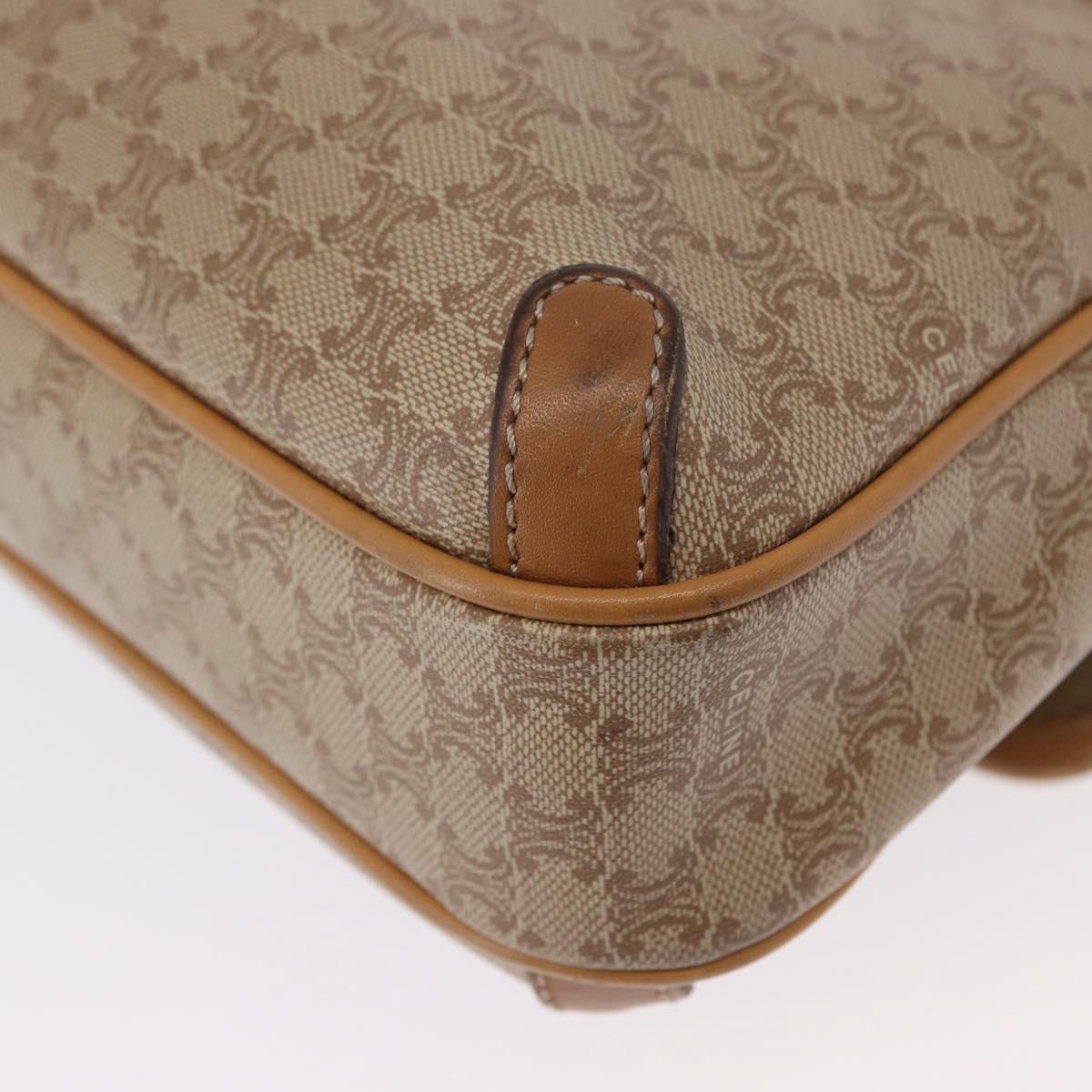 CELINE Macadam Canvas Shoulder Bag PVC Beige Gold Auth ep12785