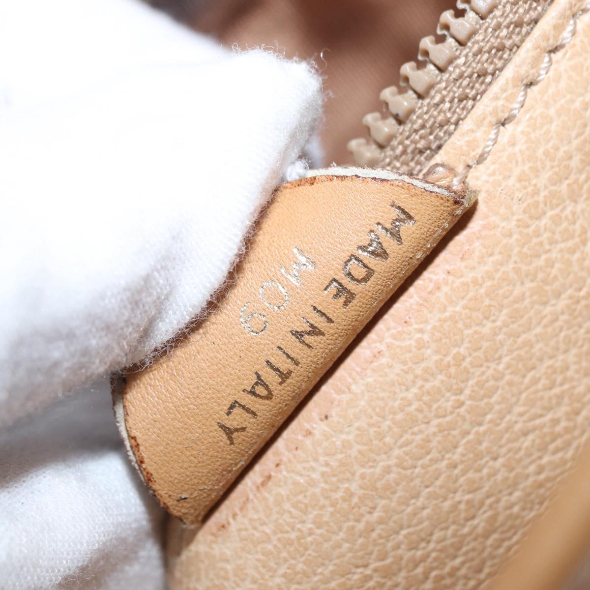 CELINE Macadam Canvas Shoulder Bag PVC Beige Gold Auth ep12785