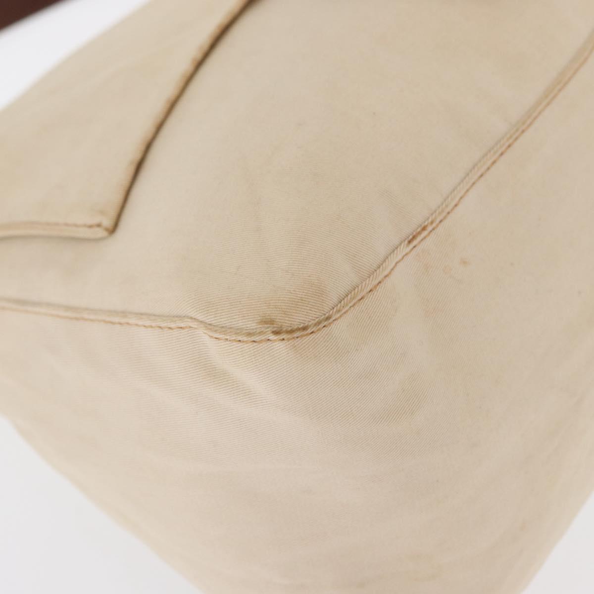 FENDI Hand Bag Canvas Beige Silver Auth ep12789