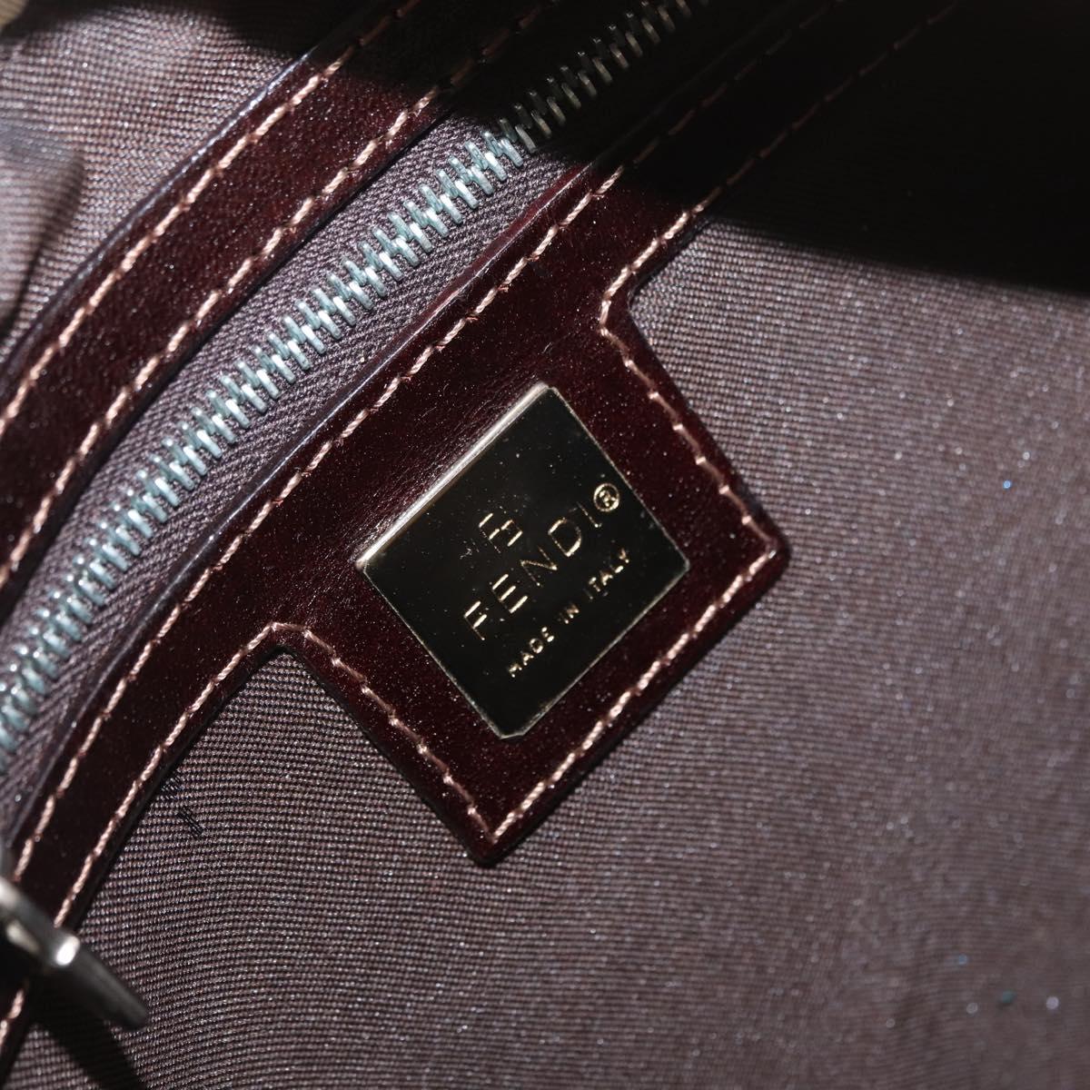 FENDI Hand Bag Canvas Beige Silver Auth ep12789