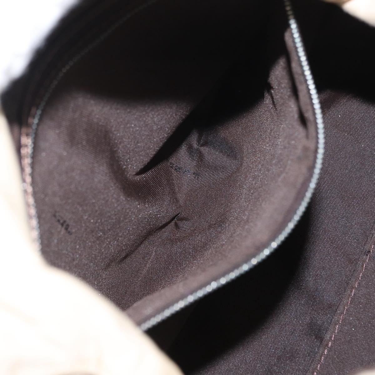 FENDI Hand Bag Canvas Beige Silver Auth ep12789