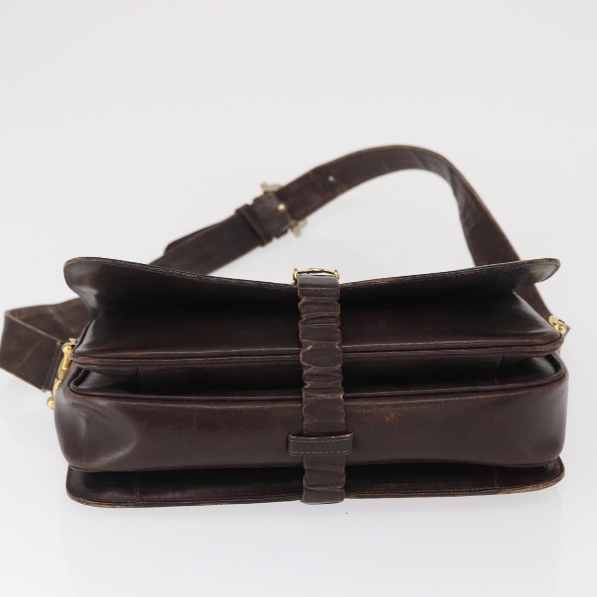 CELINE C Sulky Shoulder Bag Canvas Brown Gold Auth ep12803