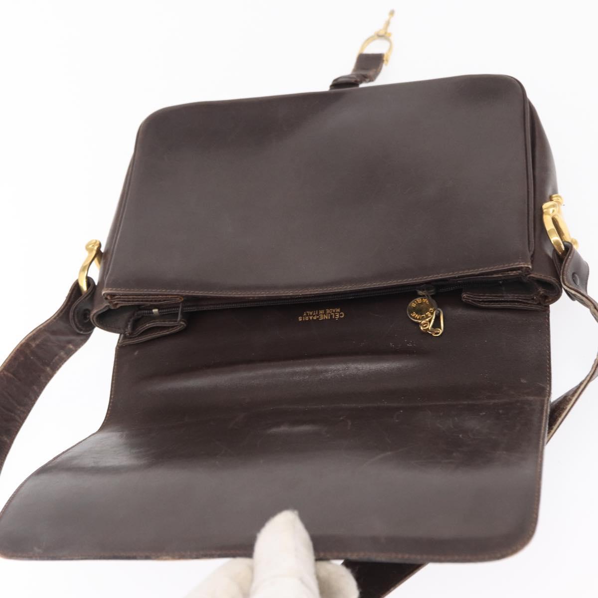 CELINE C Sulky Shoulder Bag Canvas Brown Gold Auth ep12803