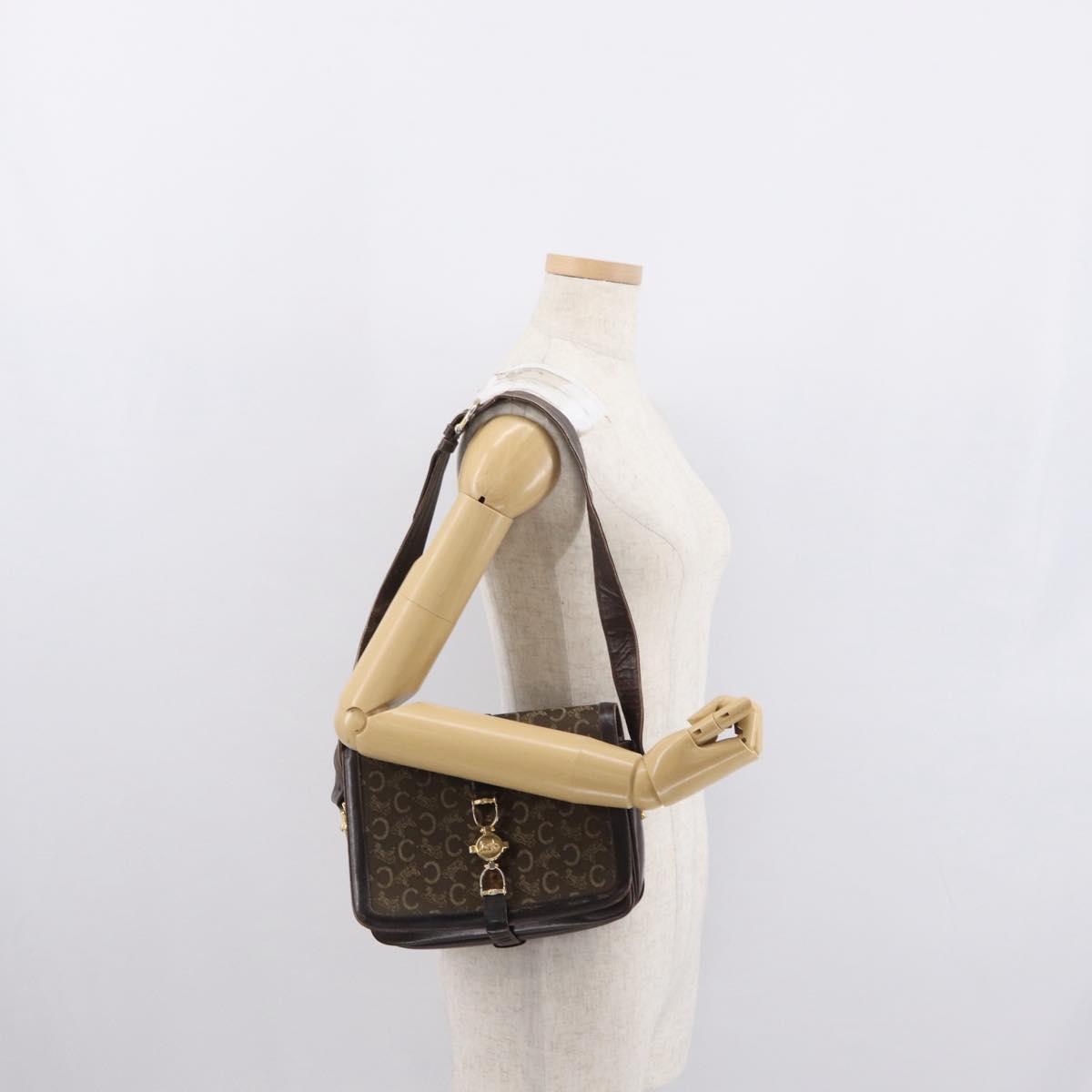 CELINE C Sulky Shoulder Bag Canvas Brown Gold Auth ep12803