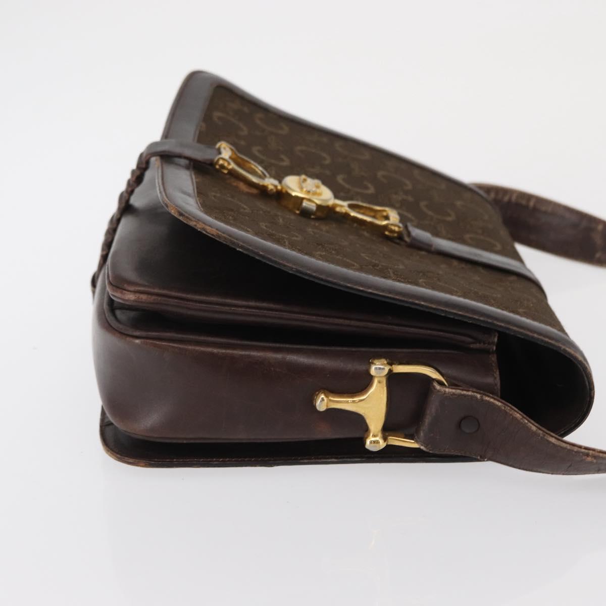 CELINE C Sulky Shoulder Bag Canvas Brown Gold Auth ep12803