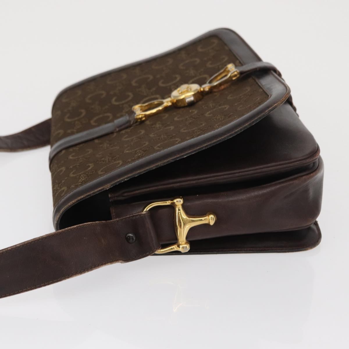 CELINE C Sulky Shoulder Bag Canvas Brown Gold Auth ep12803