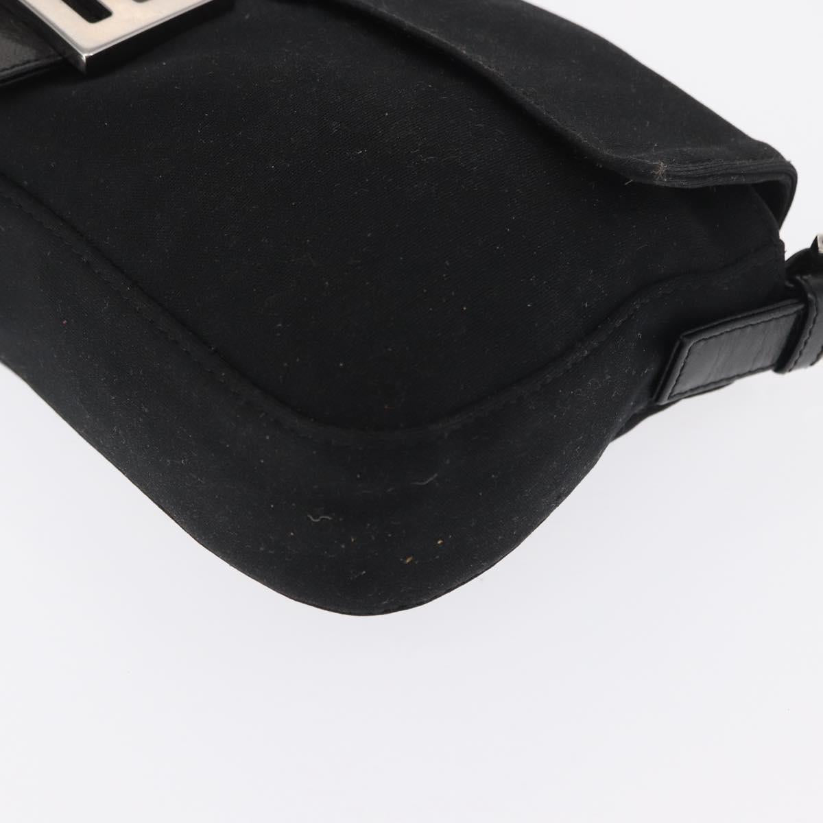 FENDI Mamma Bucket Shoulder Bag Nylon Black Silver Auth ep12804
