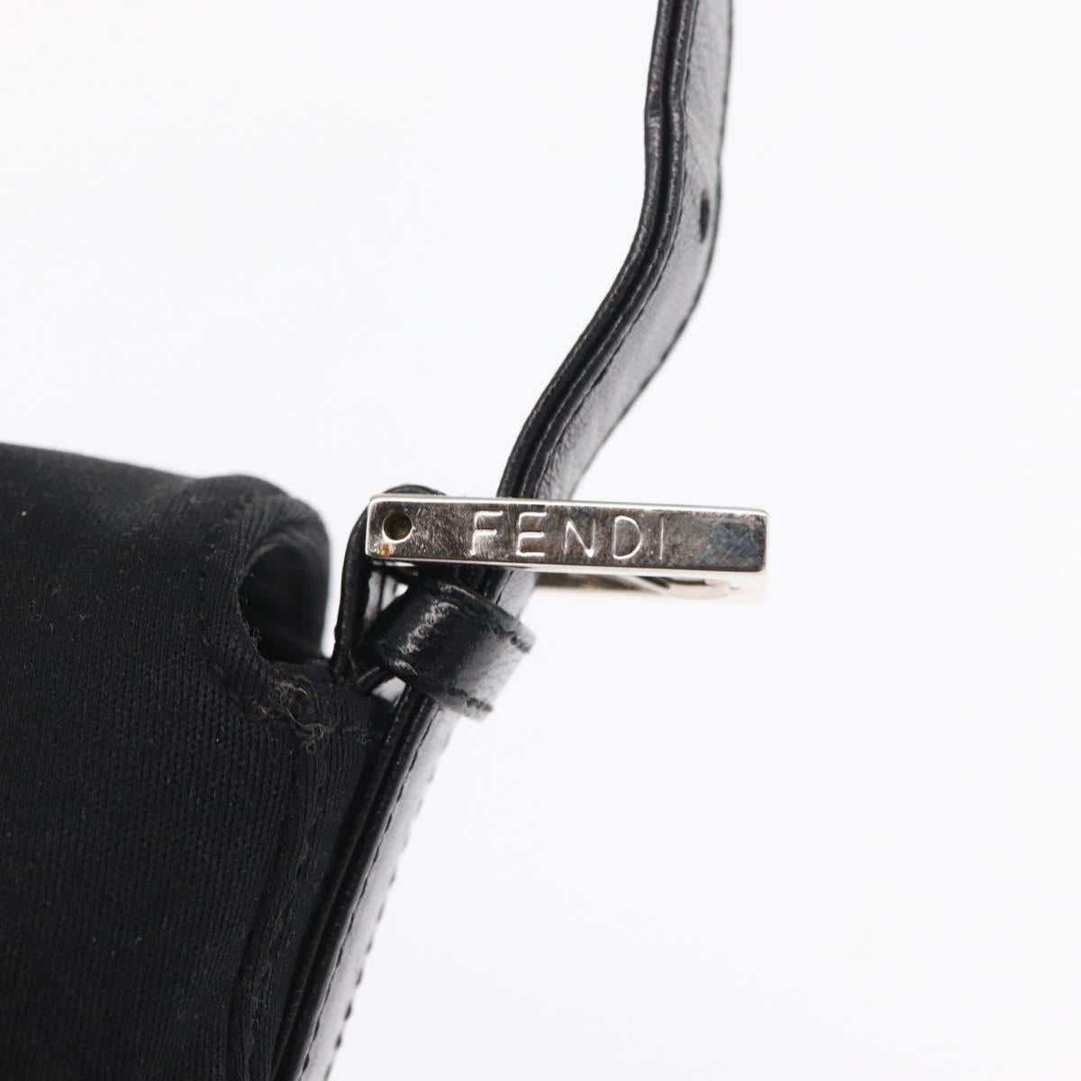 FENDI Mamma Bucket Shoulder Bag Nylon Black Silver Auth ep12804