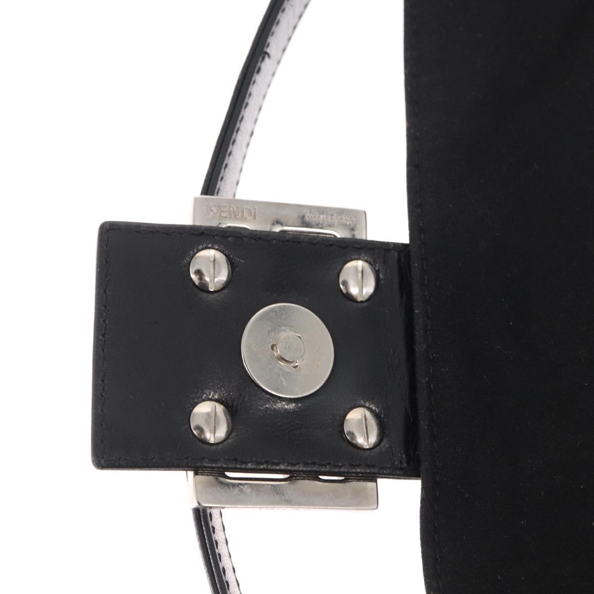 FENDI Mamma Bucket Shoulder Bag Nylon Black Silver Auth ep12804