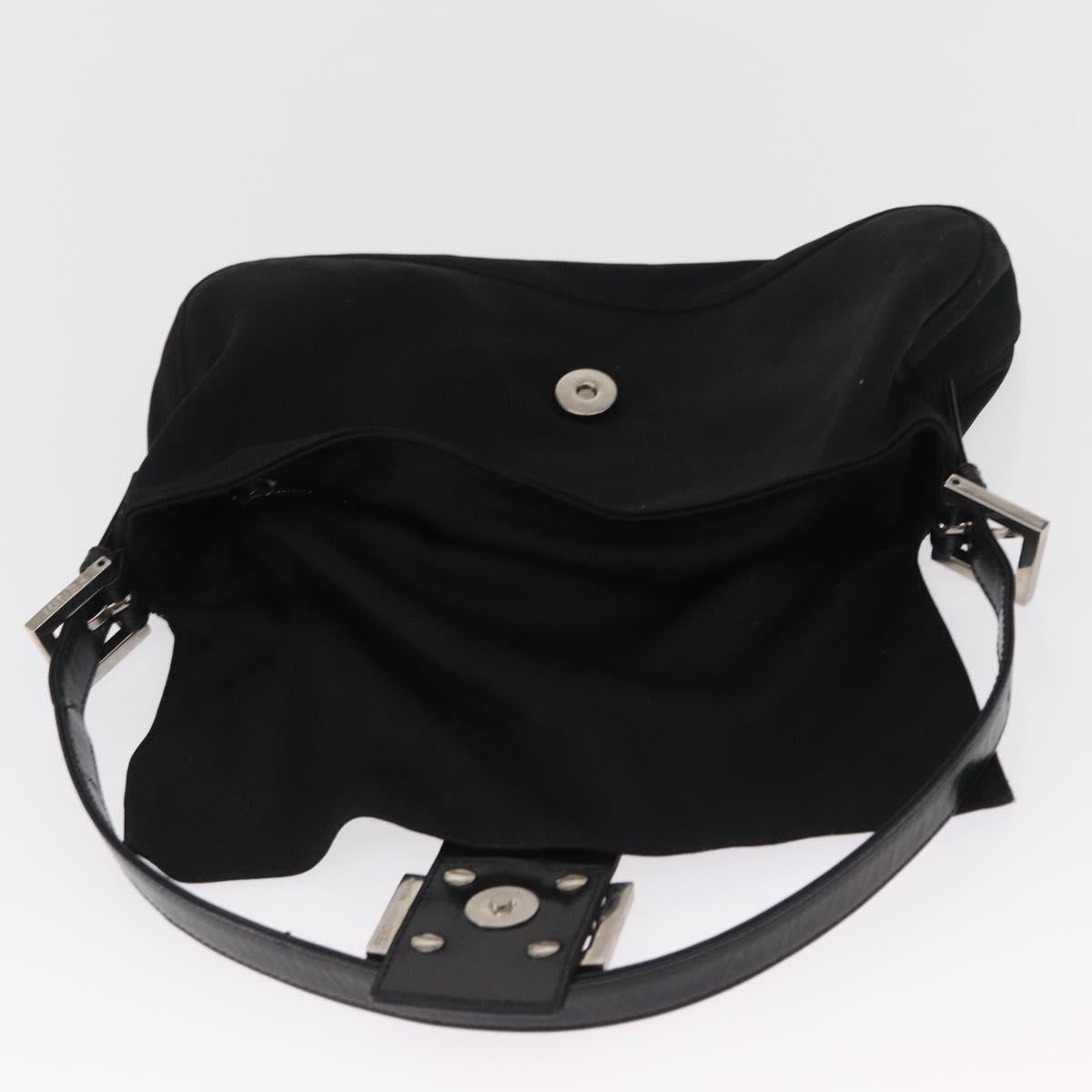 FENDI Mamma Bucket Shoulder Bag Nylon Black Silver Auth ep12804