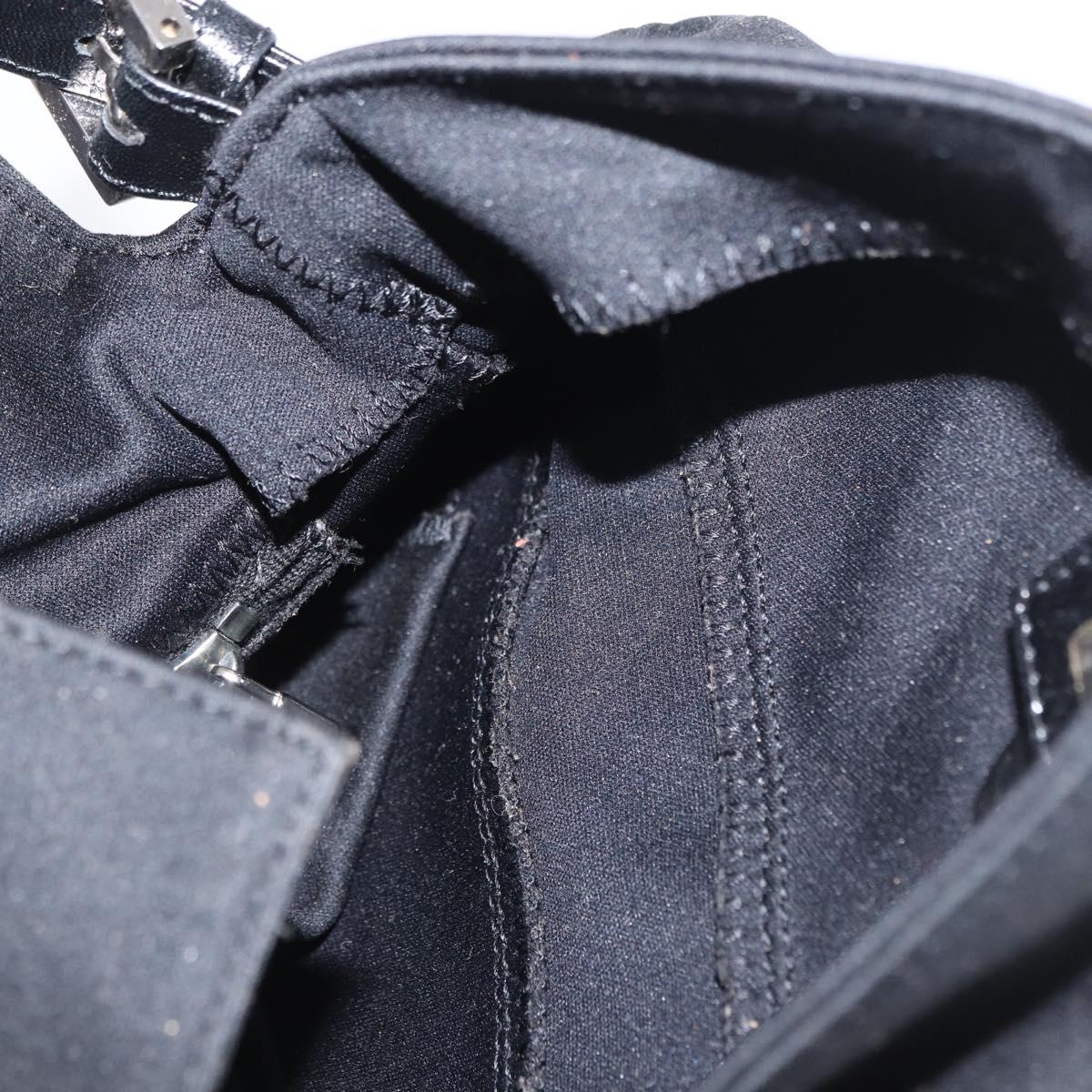 FENDI Mamma Bucket Shoulder Bag Nylon Black Silver Auth ep12804