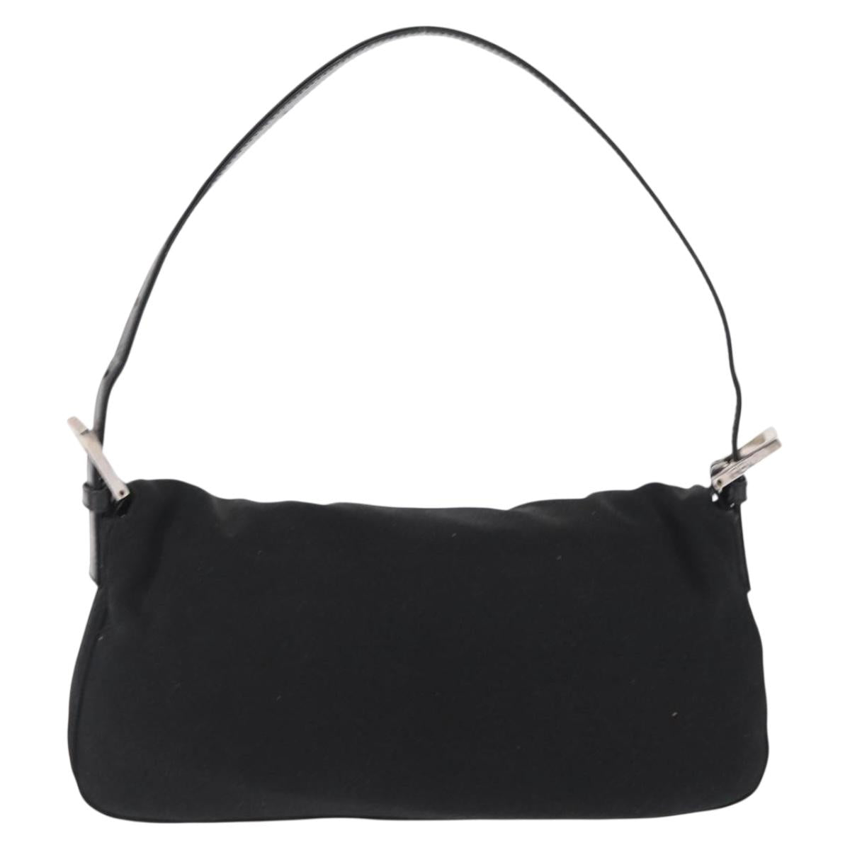 FENDI Mamma Bucket Shoulder Bag Nylon Black Silver Auth ep12804