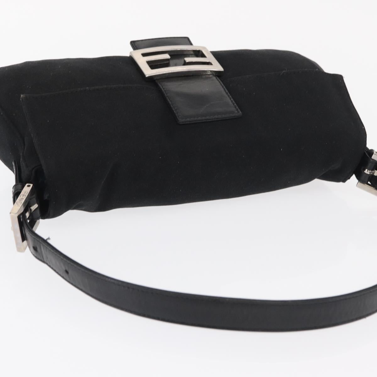 FENDI Mamma Bucket Shoulder Bag Nylon Black Silver Auth ep12804