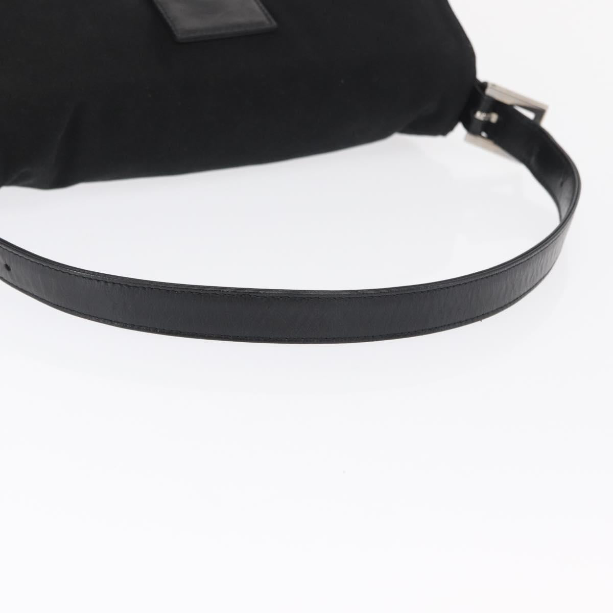 FENDI Mamma Bucket Shoulder Bag Nylon Black Silver Auth ep12804