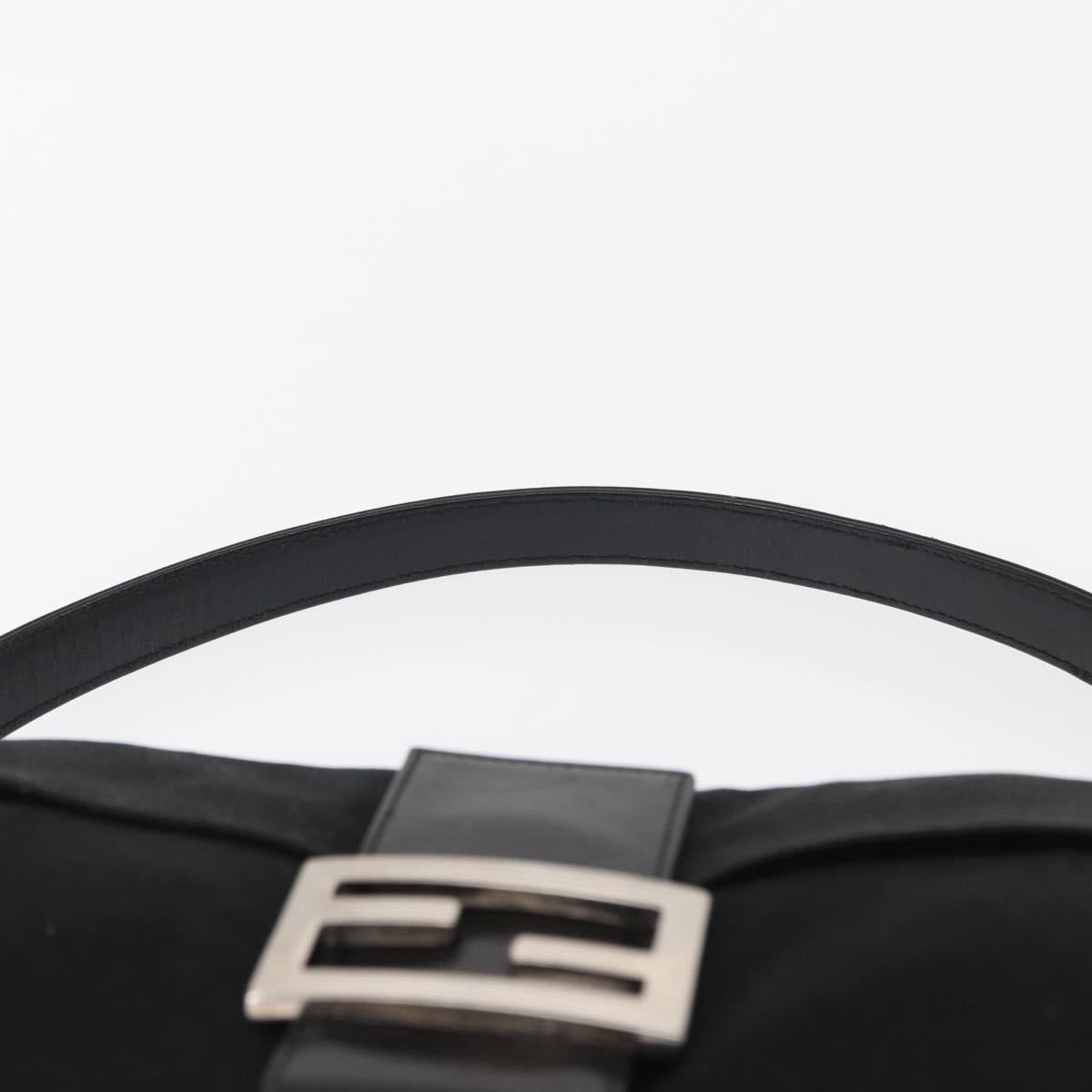FENDI Mamma Bucket Shoulder Bag Nylon Black Silver Auth ep12804