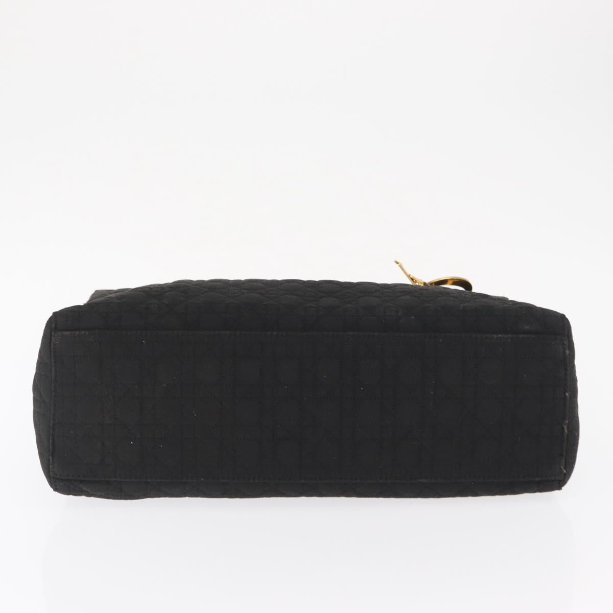 Christian Dior Lady Dior Canage Hand Bag Nylon Black Gold Auth ep12805
