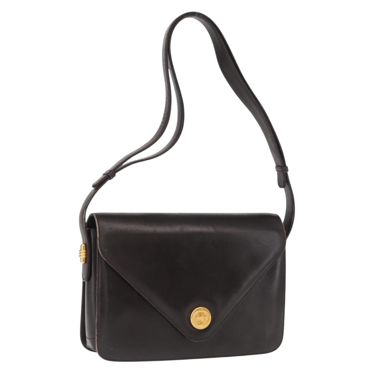 GUCCI Shoulder Bag Leather Brown Gold 001 406 0622 Auth ep12806