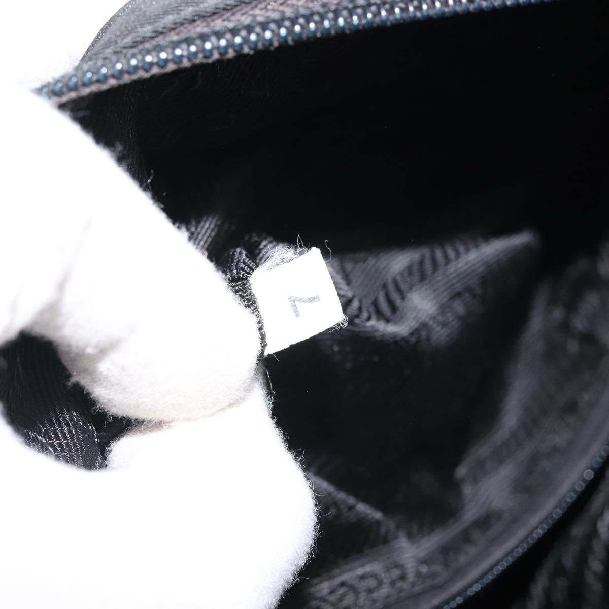 PRADA Hand Bag Nylon Black Silver Auth ep12808