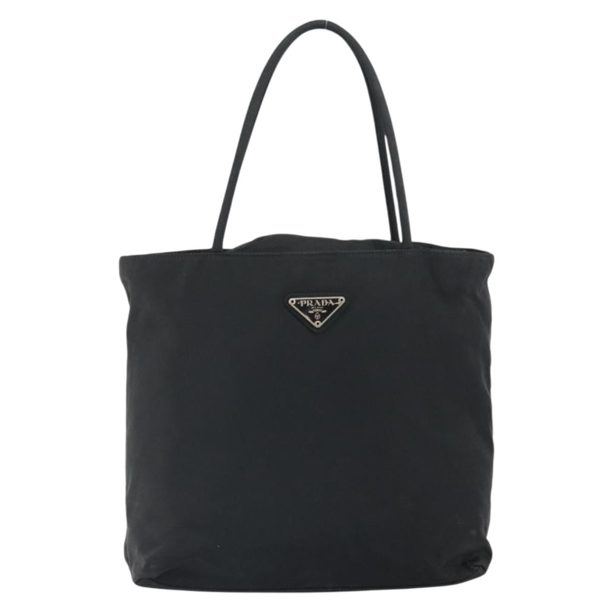 PRADA Hand Bag Nylon Black Silver Auth ep12808
