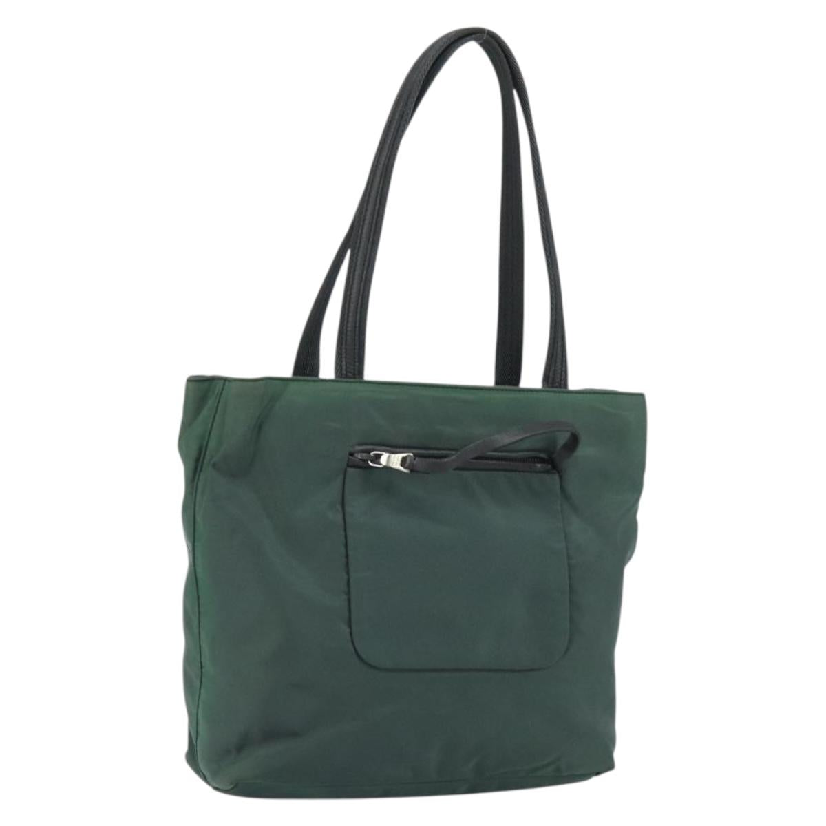 PRADA Hand Bag Nylon Green Silver Auth ep12812