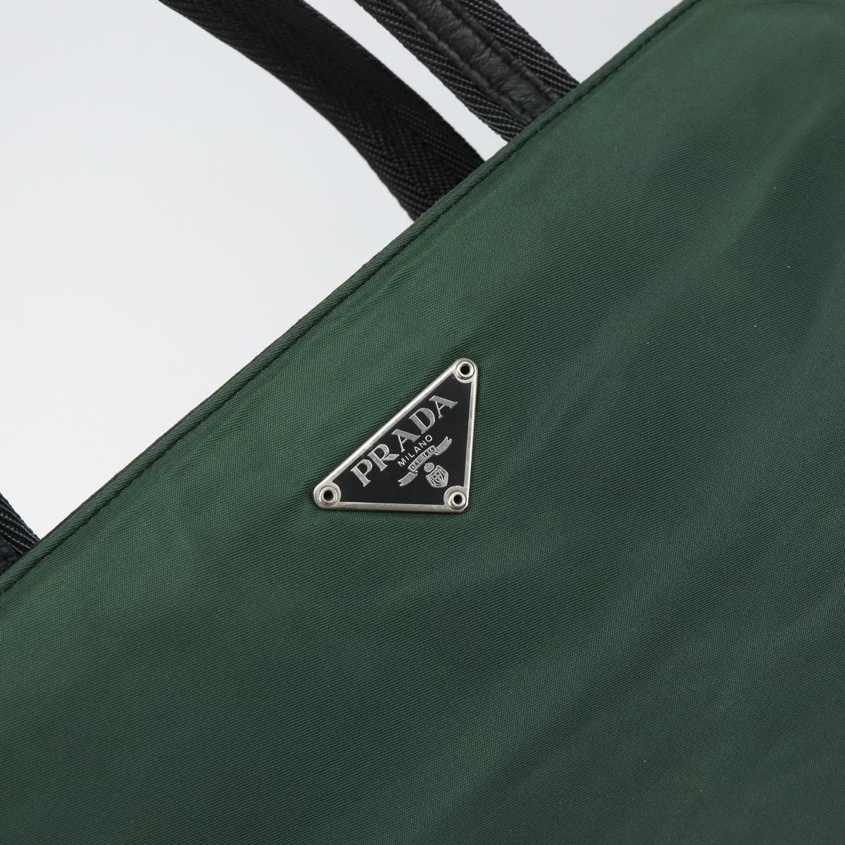 PRADA Hand Bag Nylon Green Silver Auth ep12812