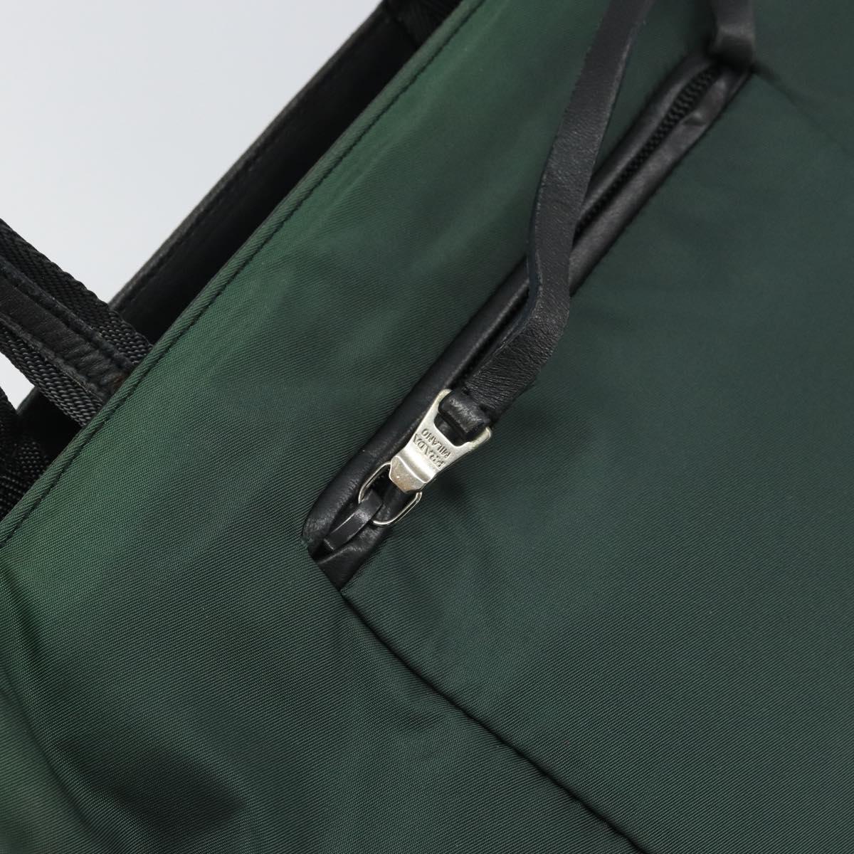 PRADA Hand Bag Nylon Green Silver Auth ep12812