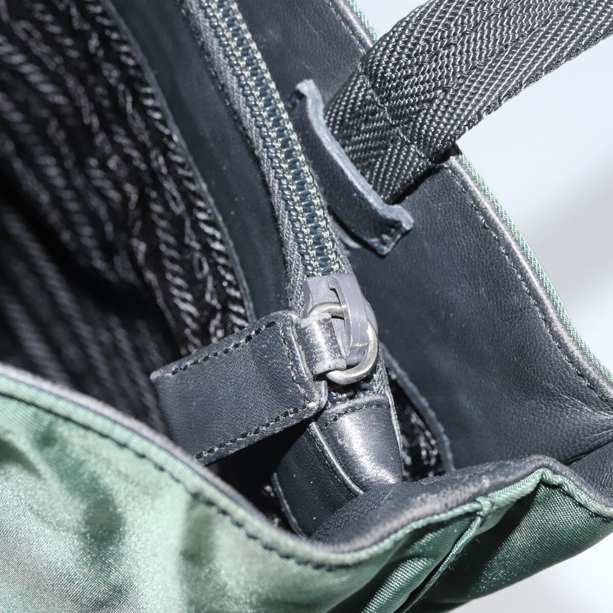 PRADA Hand Bag Nylon Green Silver Auth ep12812