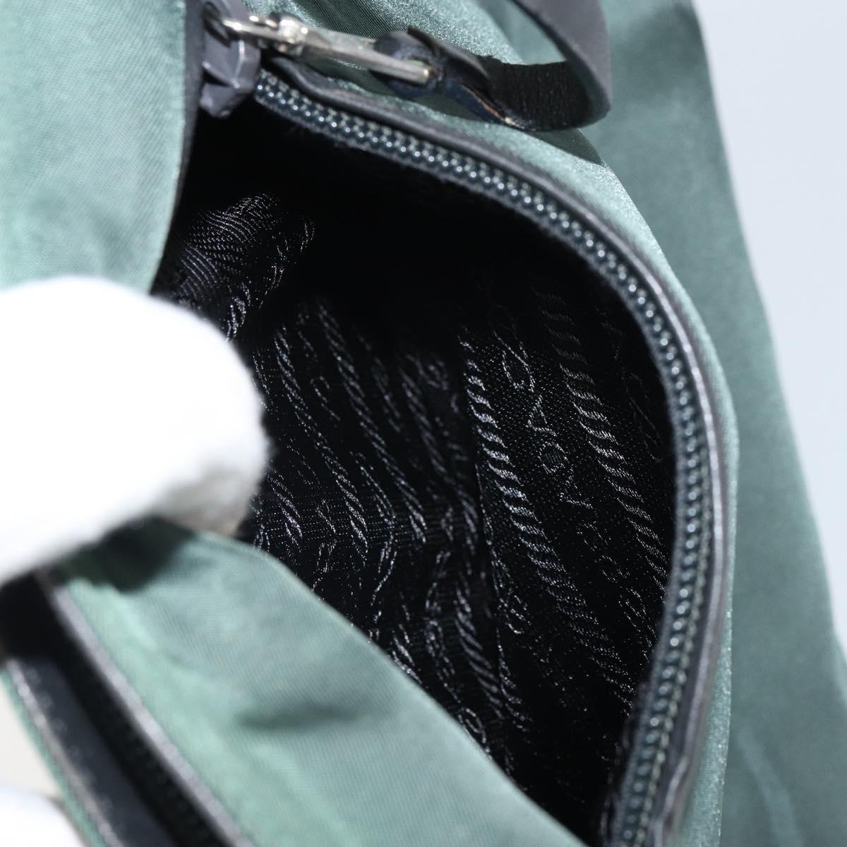 PRADA Hand Bag Nylon Green Silver Auth ep12812