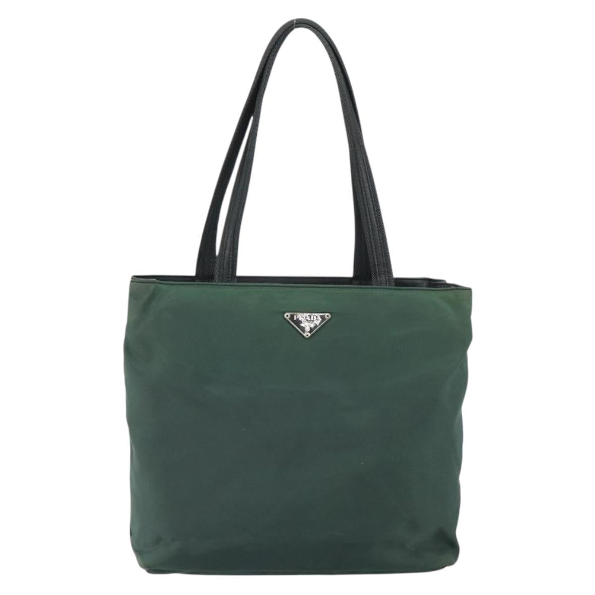 PRADA Hand Bag Nylon Green Silver Auth ep12812