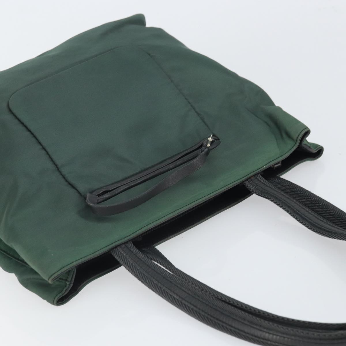 PRADA Hand Bag Nylon Green Silver Auth ep12812