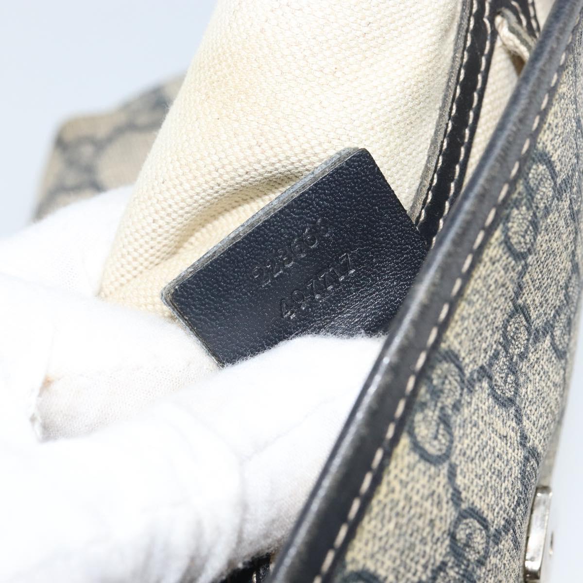 GUCCI GG Supreme Shoulder Bag PVC Navy Silver 223666 Auth ep12815