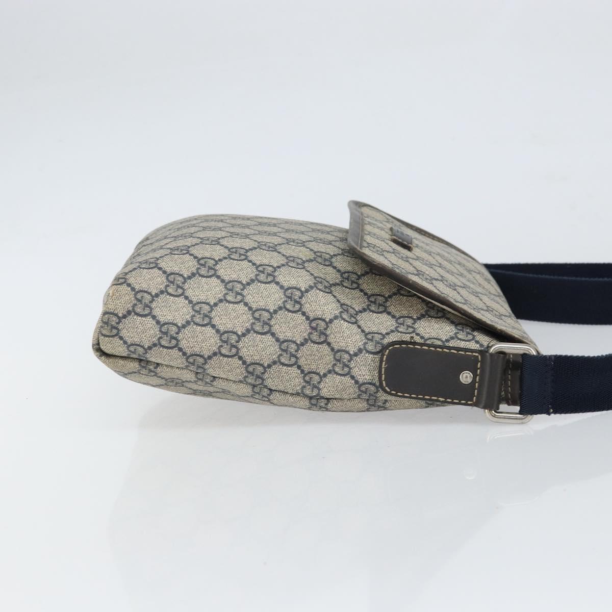 GUCCI GG Supreme Shoulder Bag PVC Navy Silver 223666 Auth ep12815