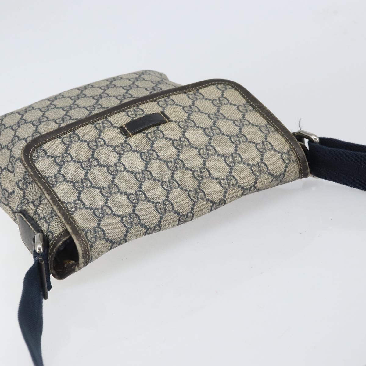 GUCCI GG Supreme Shoulder Bag PVC Navy Silver 223666 Auth ep12815