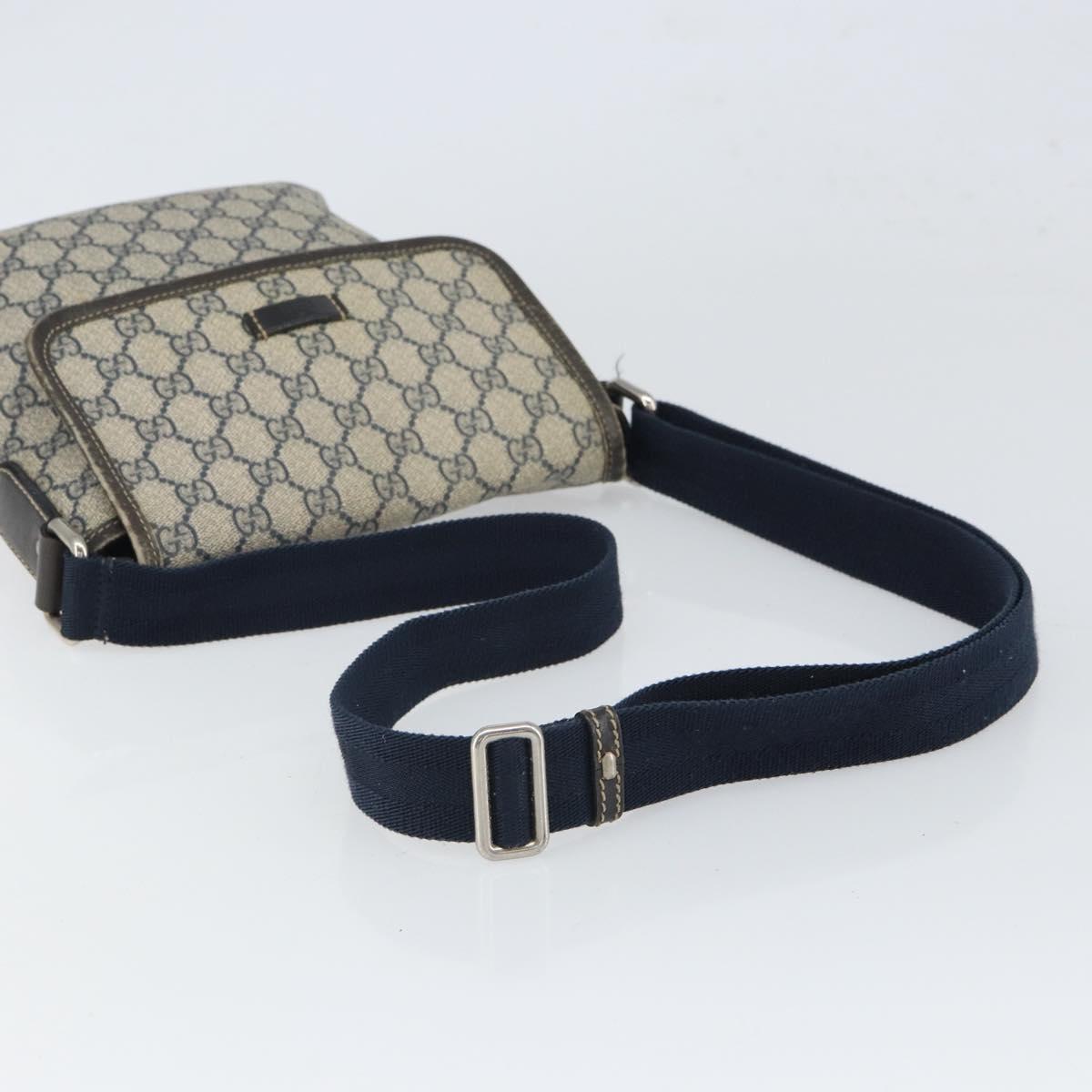 GUCCI GG Supreme Shoulder Bag PVC Navy Silver 223666 Auth ep12815