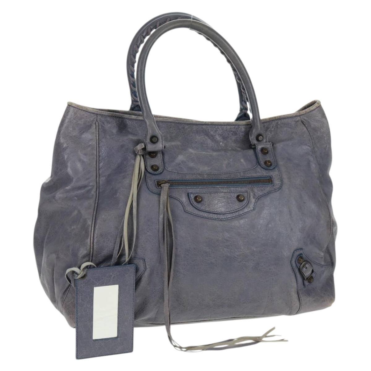 BALENCIAGA The Sunday Hand Bag Leather Purple Auth ep12816V