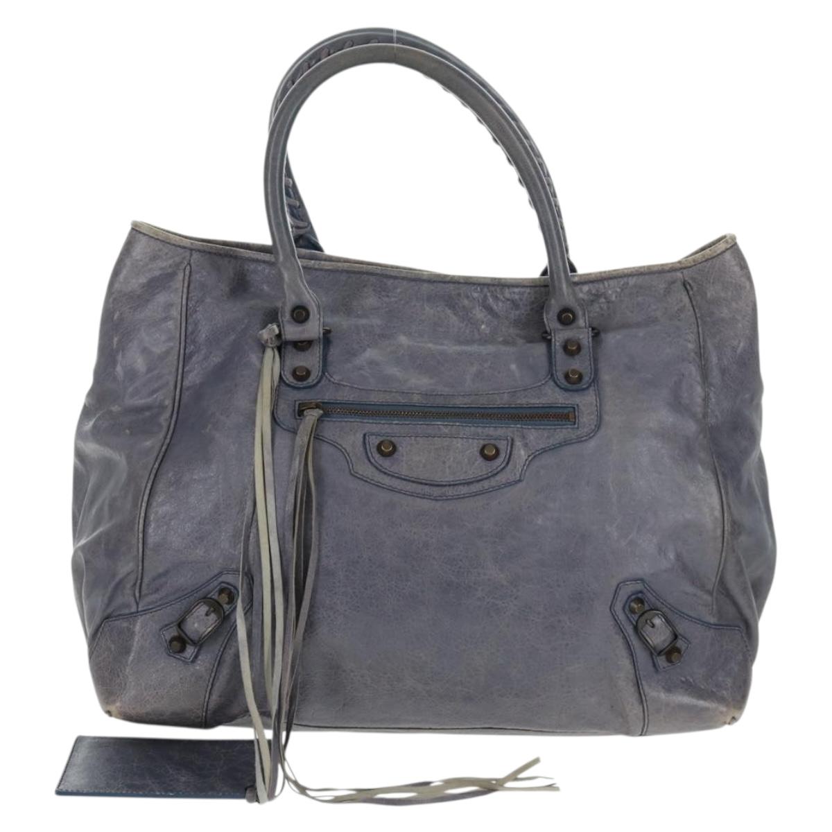 BALENCIAGA The Sunday Hand Bag Leather Purple Auth ep12816V