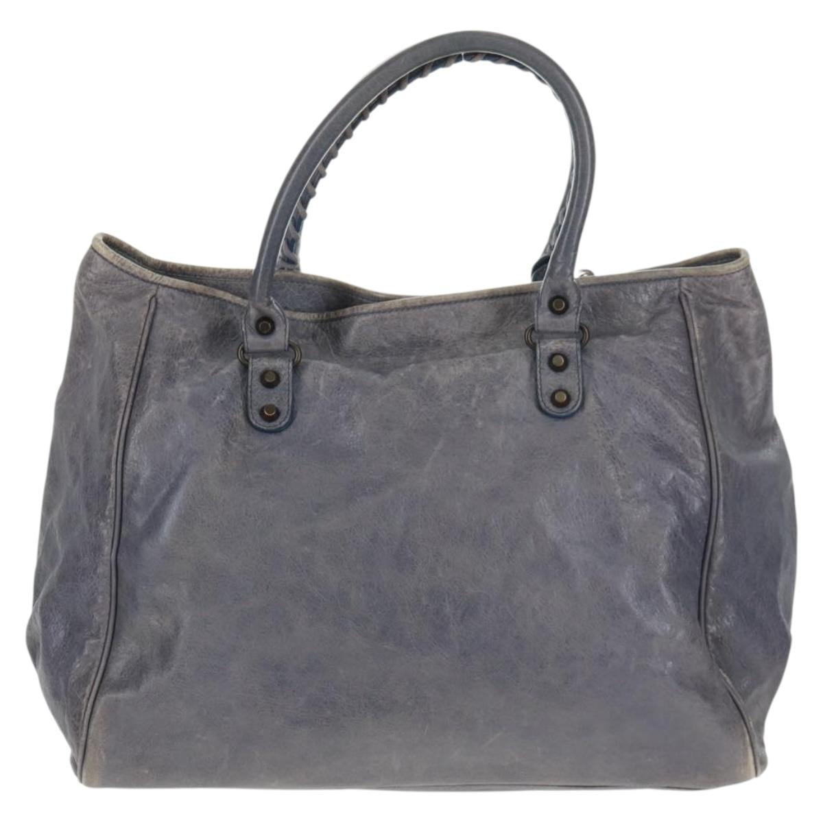 BALENCIAGA The Sunday Hand Bag Leather Purple Auth ep12816V