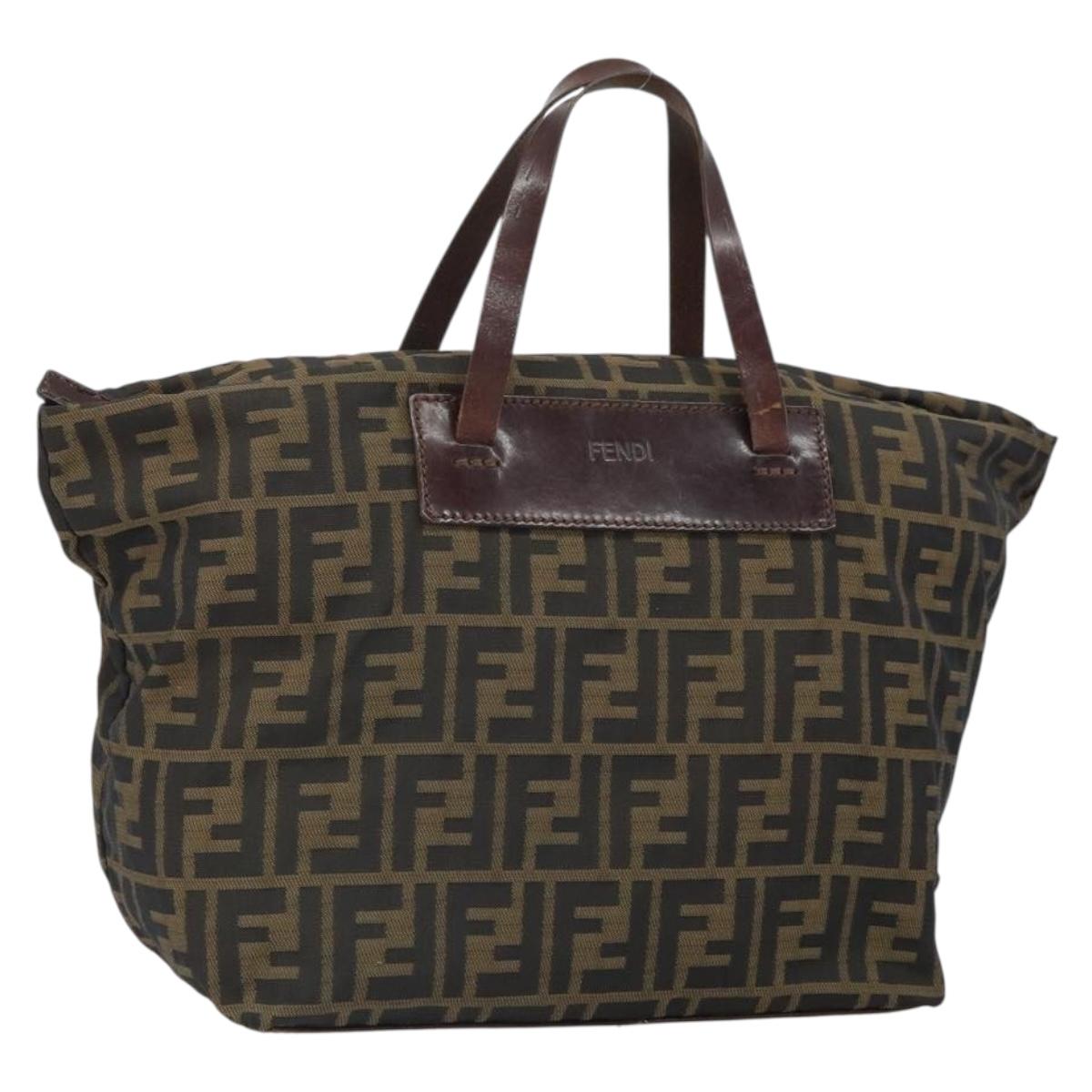 FENDI Zucca Canvas Hand Bag Black Brown Auth ep12817