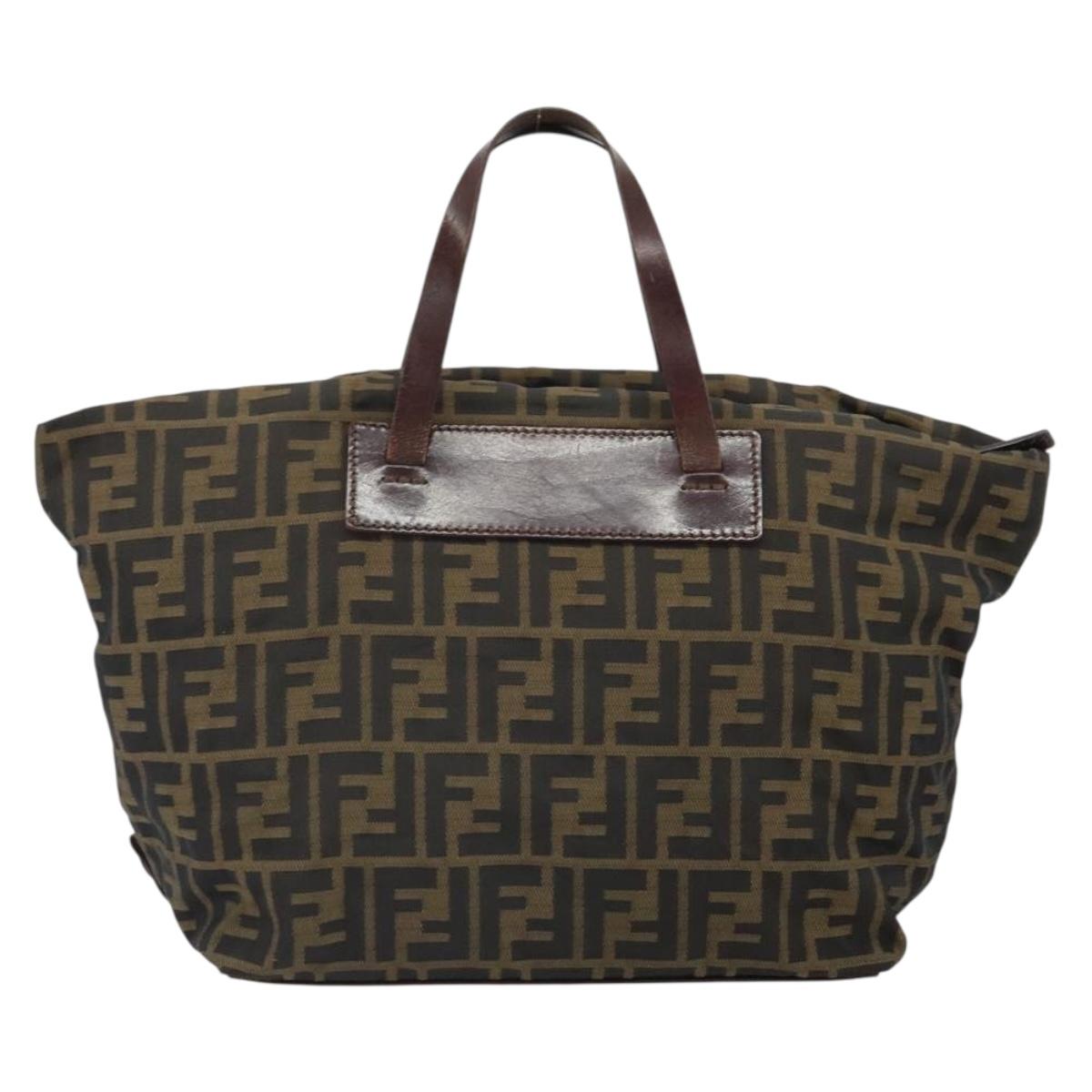 FENDI Zucca Canvas Hand Bag Black Brown Auth ep12817